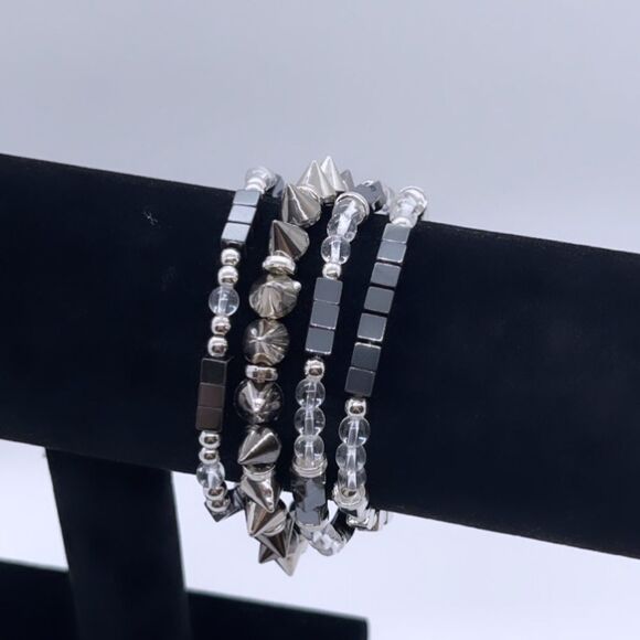 Wool + Pepper Co. Gunmetal &Silver Bracelet Stack - Picture 2 of 8